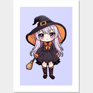 Cute anime witch girl Posters and Art